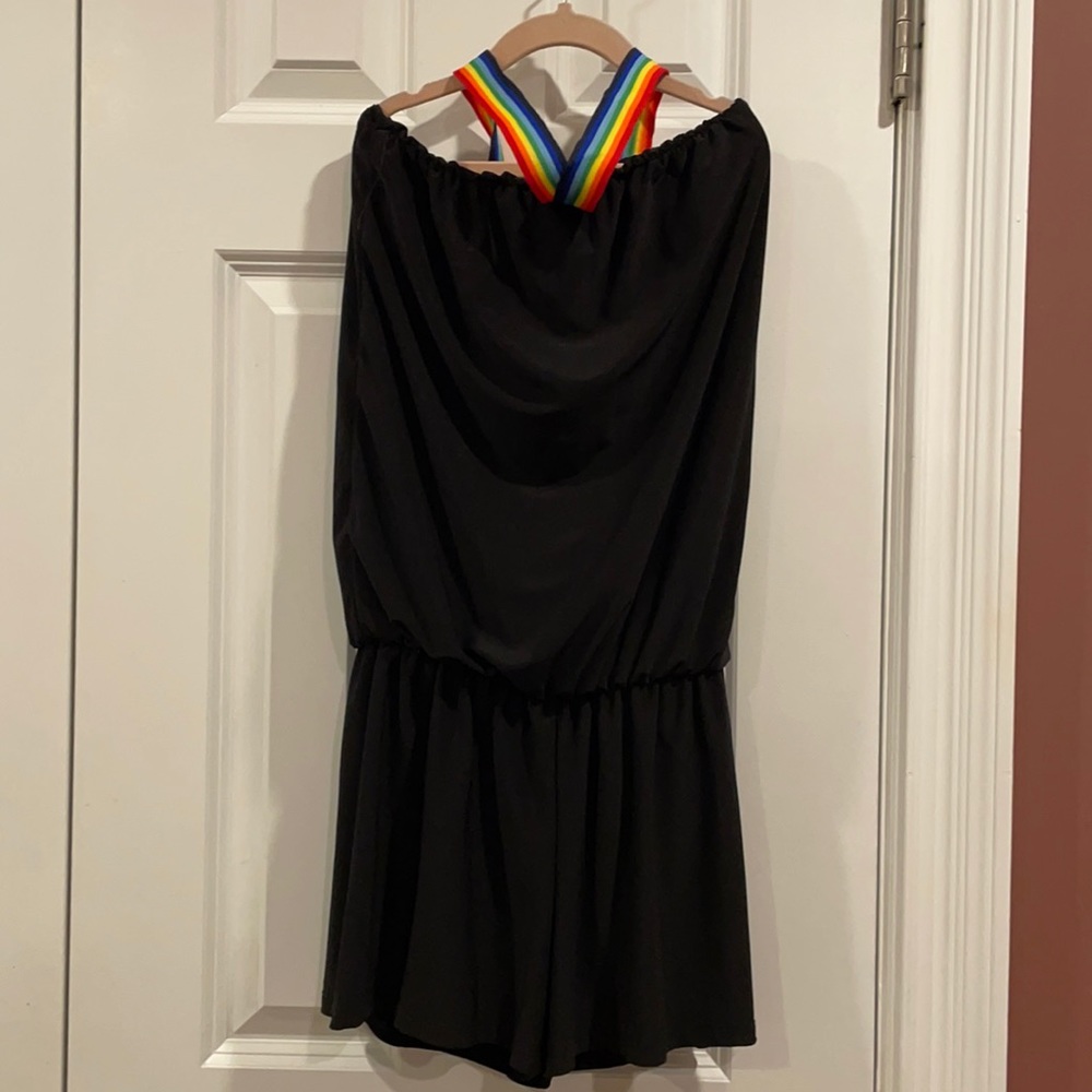 Cheryl’s kids black romper strapless w/ rainbow